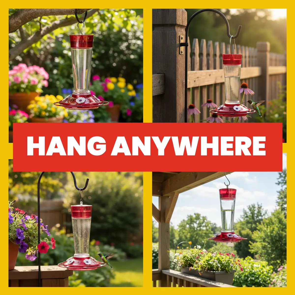 More Birds Ruby Hummingbird Feeder 295ml (10 Ounce) | Attracts More Birds with 4 Feeding Stations - view 5