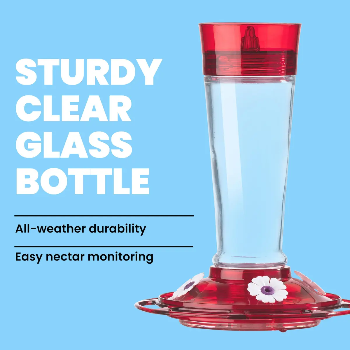More Birds Ruby Hummingbird Feeder 295ml (10 Ounce) | Attracts More Birds with 4 Feeding Stations - view 2