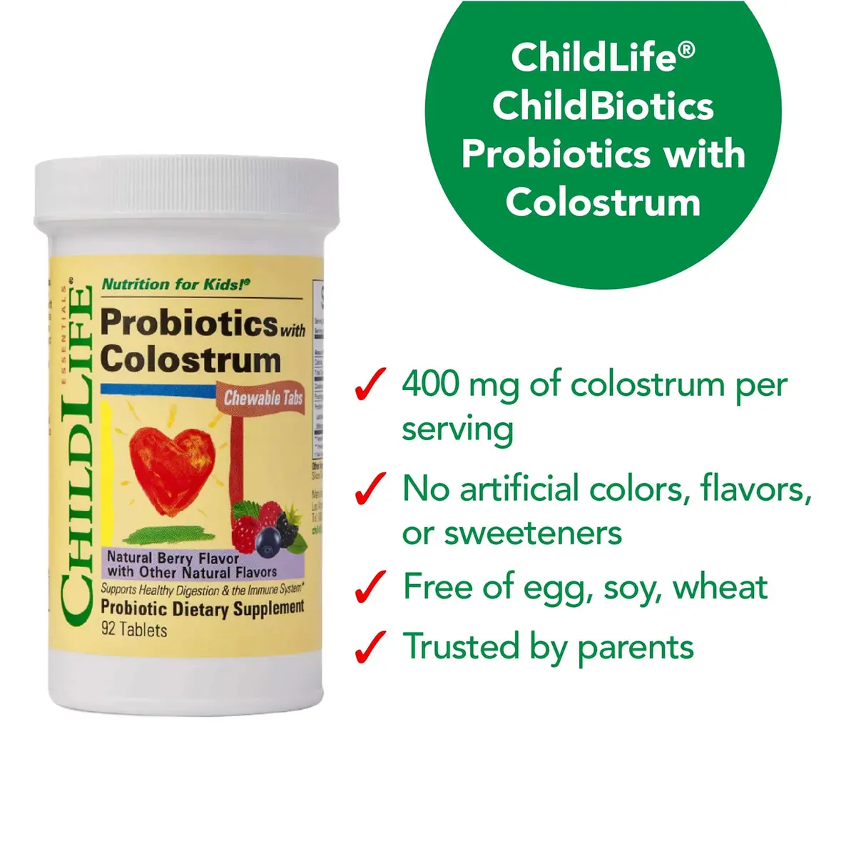 ChildLife Essentials ChildBiotics with Colostrum Probiotics, 92 Tablets | Immune & Digestive Support for Kids - view 6