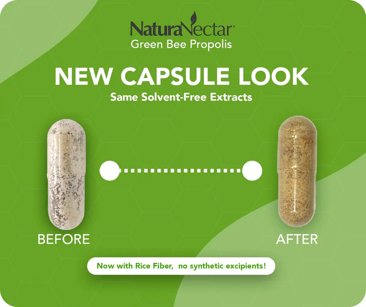 NaturaNectar Green Bee Propolis Capsules 60pcs | NSF Certified Brazilian Green Propolis for Immunity & Brain - view 2