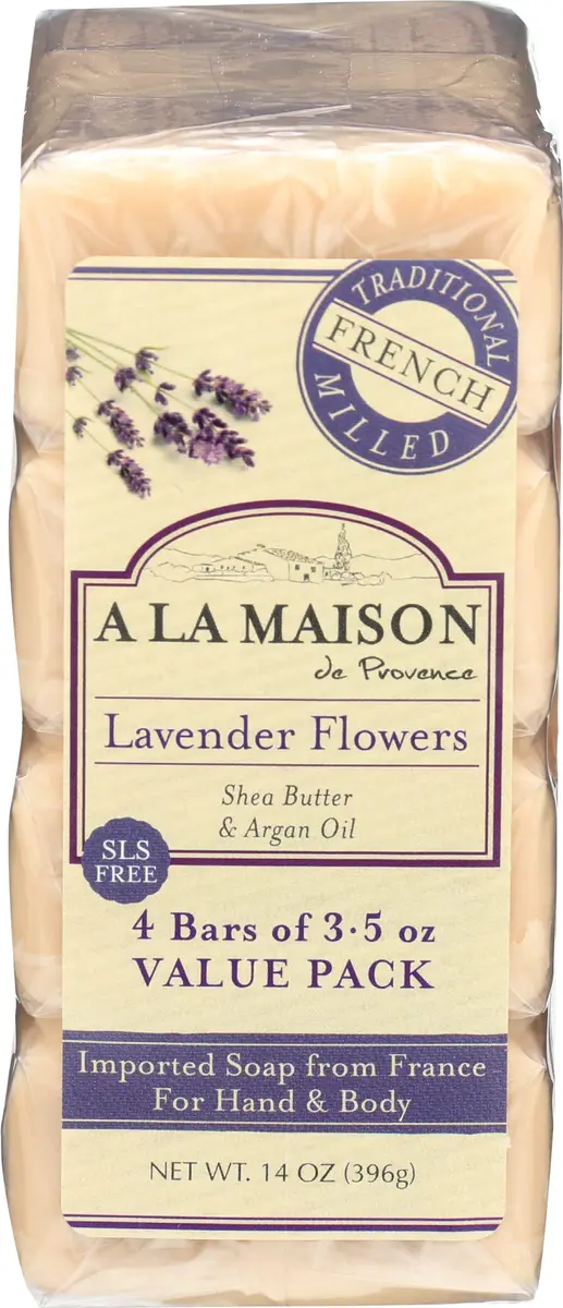 A LA MAISON Lavender Flower Bar Soap 3.5 oz | Moisturizing French-Milled Hand Soap - main product image