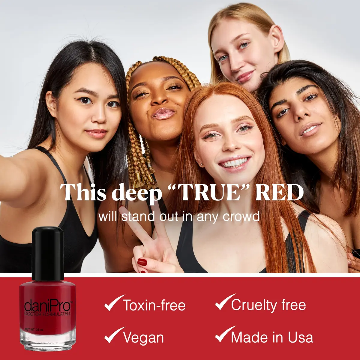 daniPro Always Be True Deep Red Nail Polish 15ml (0.5 Fl Oz) | Doctor-Formulated for Stronger Nails - view 2