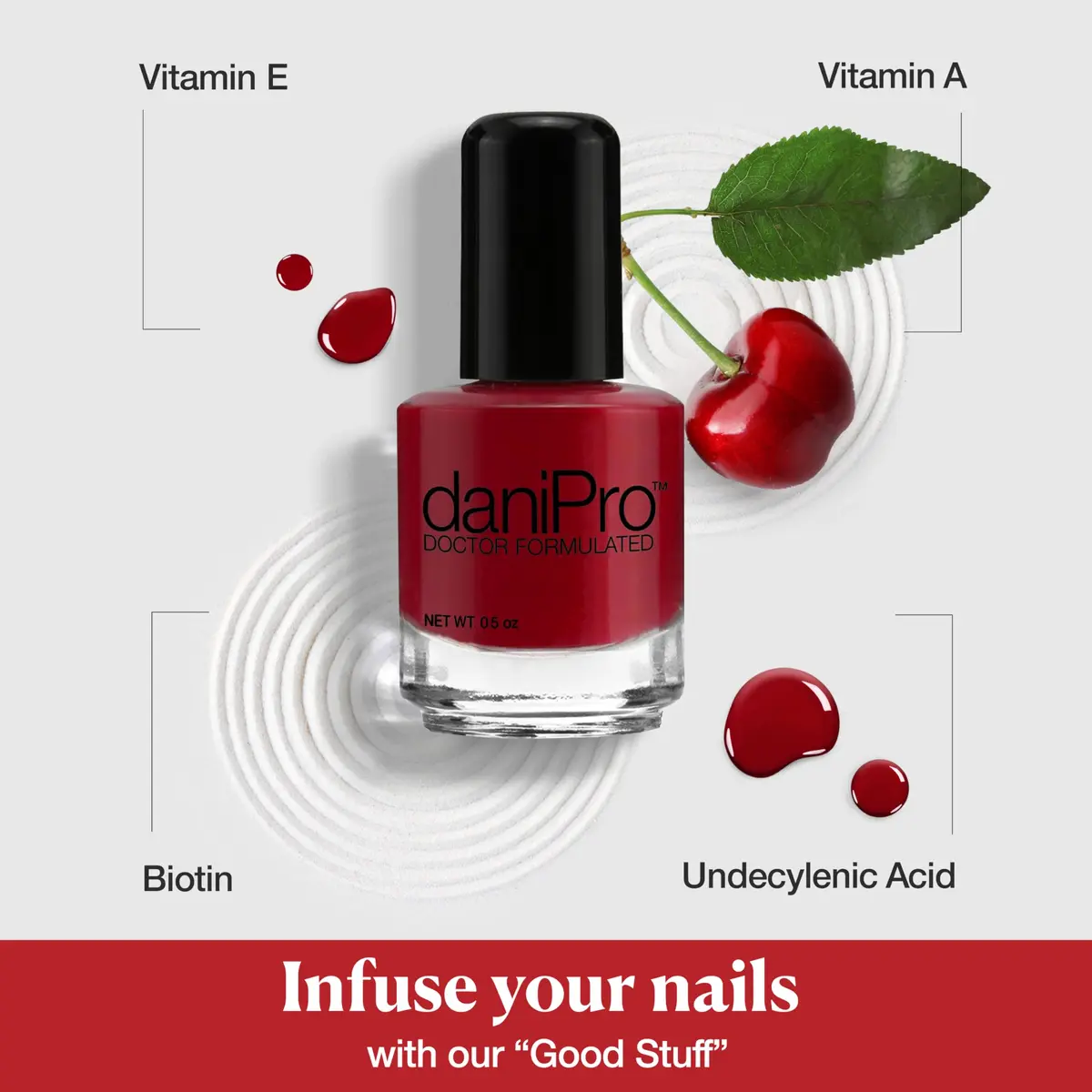 daniPro Always Be True Deep Red Nail Polish 15ml (0.5 Fl Oz) | Doctor-Formulated for Stronger Nails - view 3
