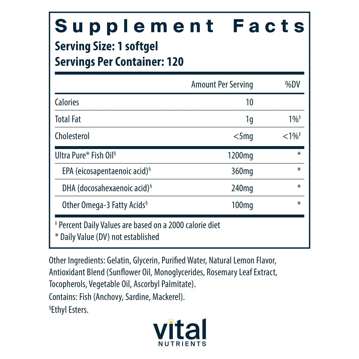 Vital Nutrients Ultra Pure Fish Oil 700, 120 Softgels | Supports Heart, Brain & Joints - view 2
