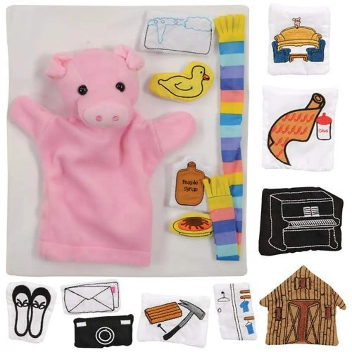 Constructive Playthings "If You Give A Pig a Pancake" 16 pc. Puppet & Props Set for Ages 2+ | Classic Storytelling Tool - main product image