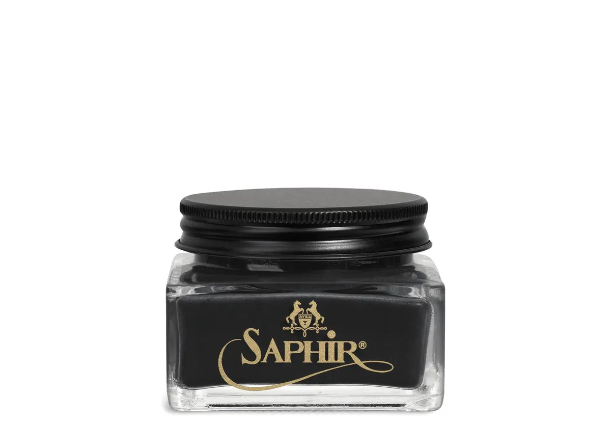 Saphir Medaille d’Or Cordovan Cream - Natural Wax Polish for Leather Shoes & Boots - Black | High-End Leather Care - main product image