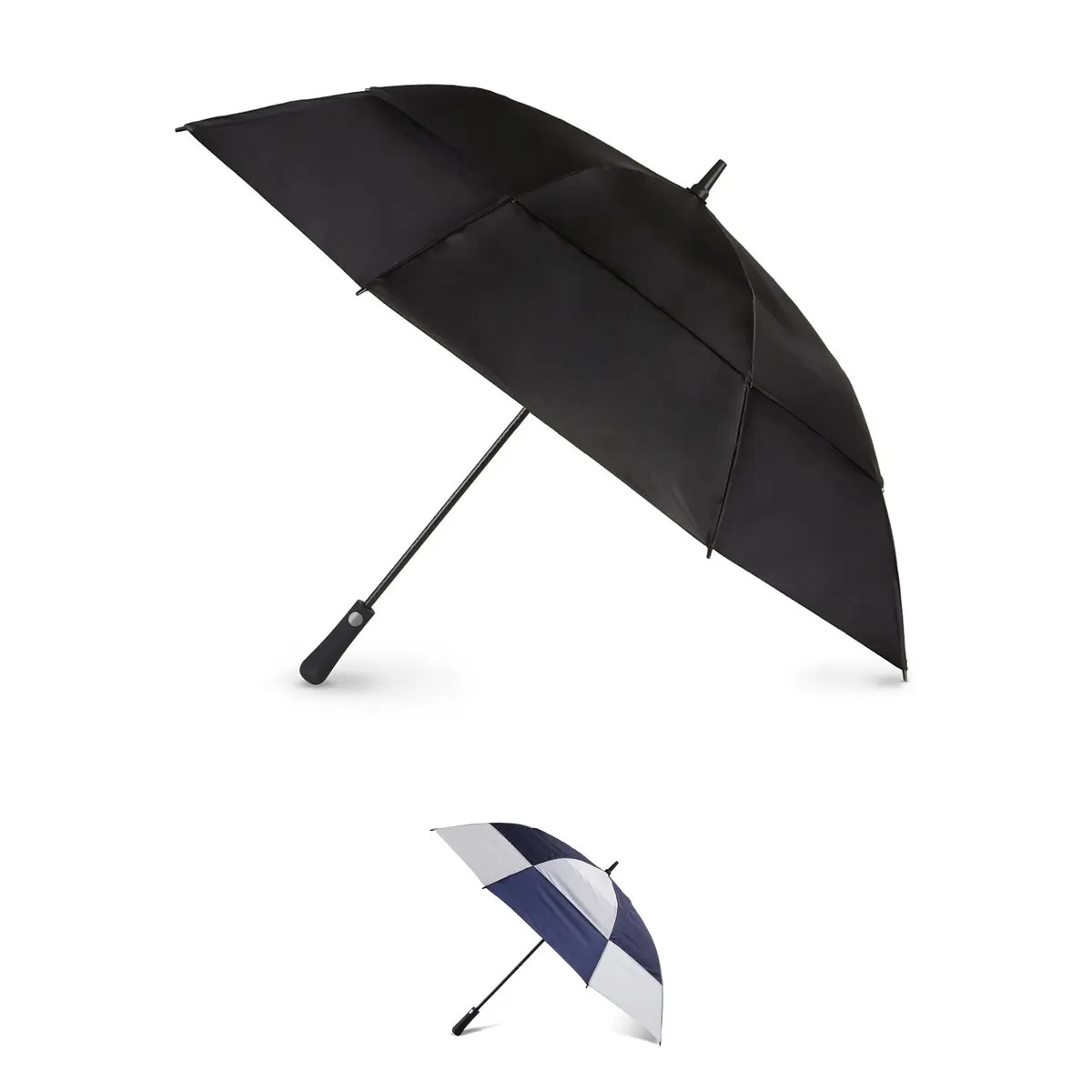 Totes Auto Open Large Vented Windproof Golf Umbrella with UV and Water Repellent Protection | 60-inch Canopy, UPF 50+ - main product image