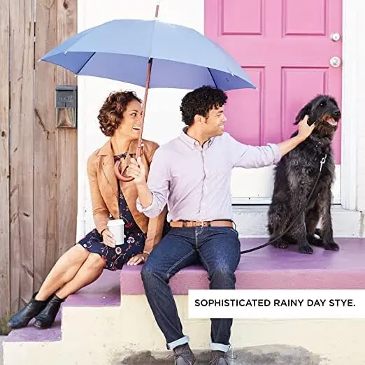 Totes Auto Open Water Repellent Stick Umbrella with Classic Wood J Hook Handle | 122 cm (48 inch) Canopy - view 8