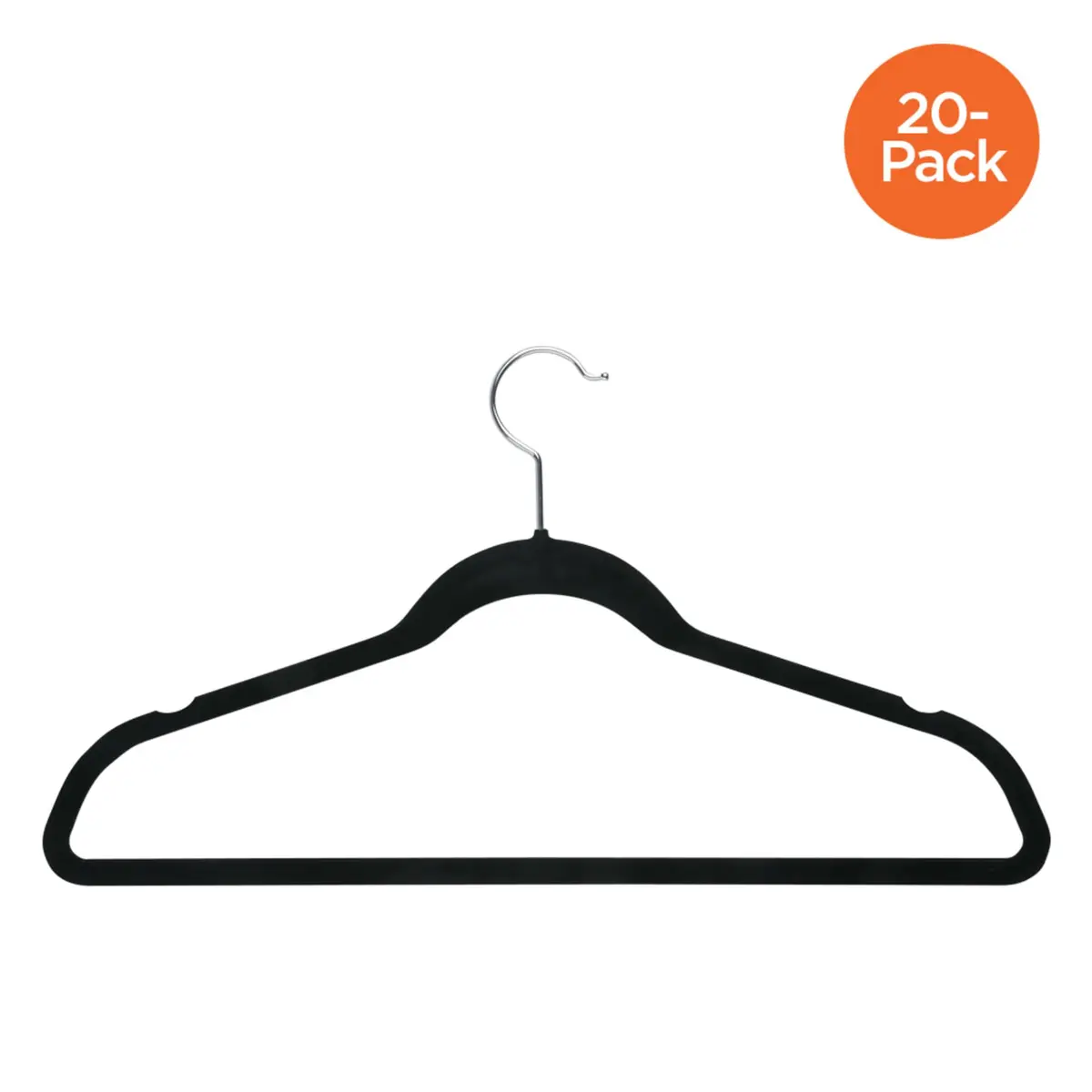 Honey-Can-Do Ultra-Thin Non-Slip Velvet-Touch Hangers, Black, 20-Pack | Space-Saving Suit Hangers - view 2