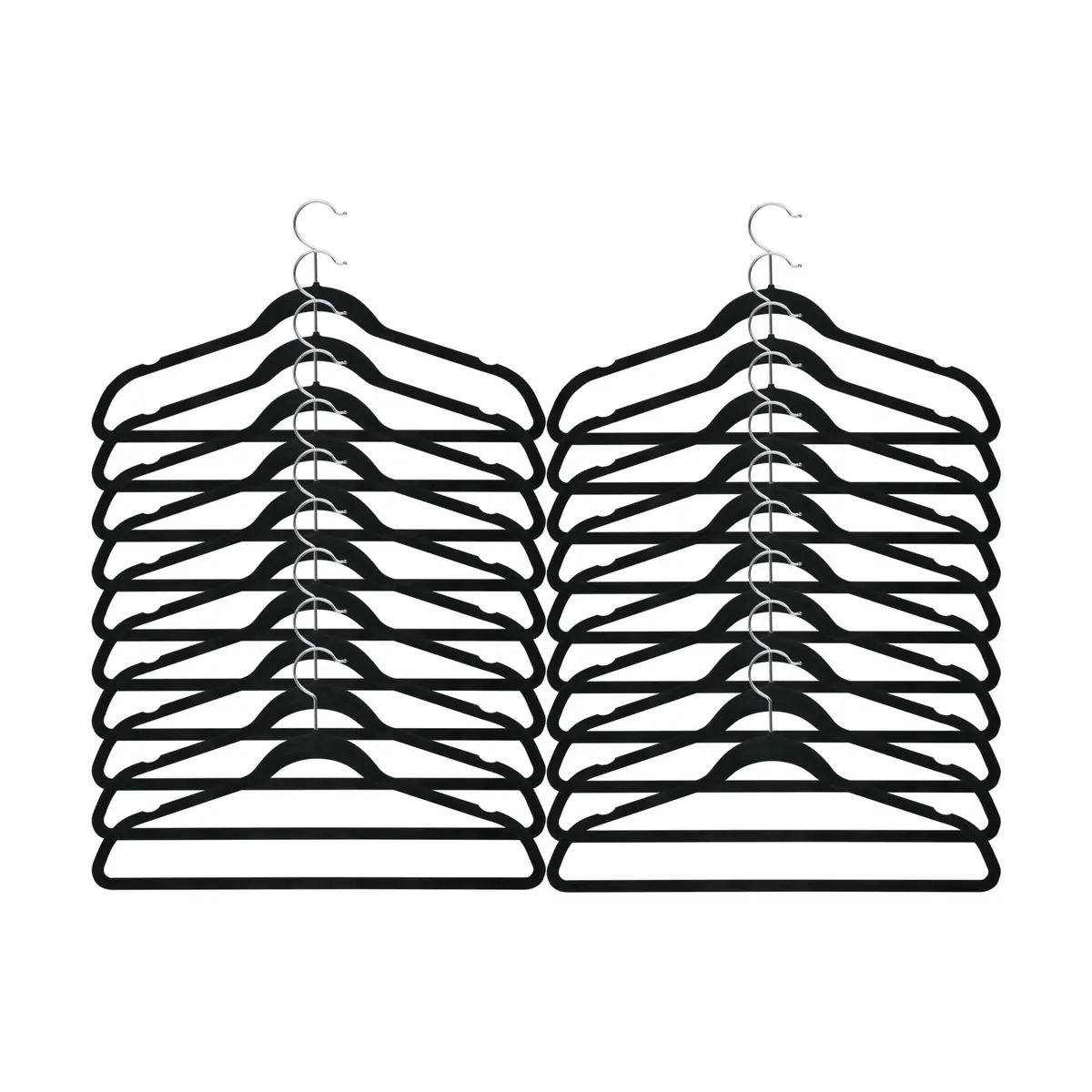 Honey-Can-Do Ultra-Thin Non-Slip Velvet-Touch Hangers, Black, 20-Pack | Space-Saving Suit Hangers - view 3