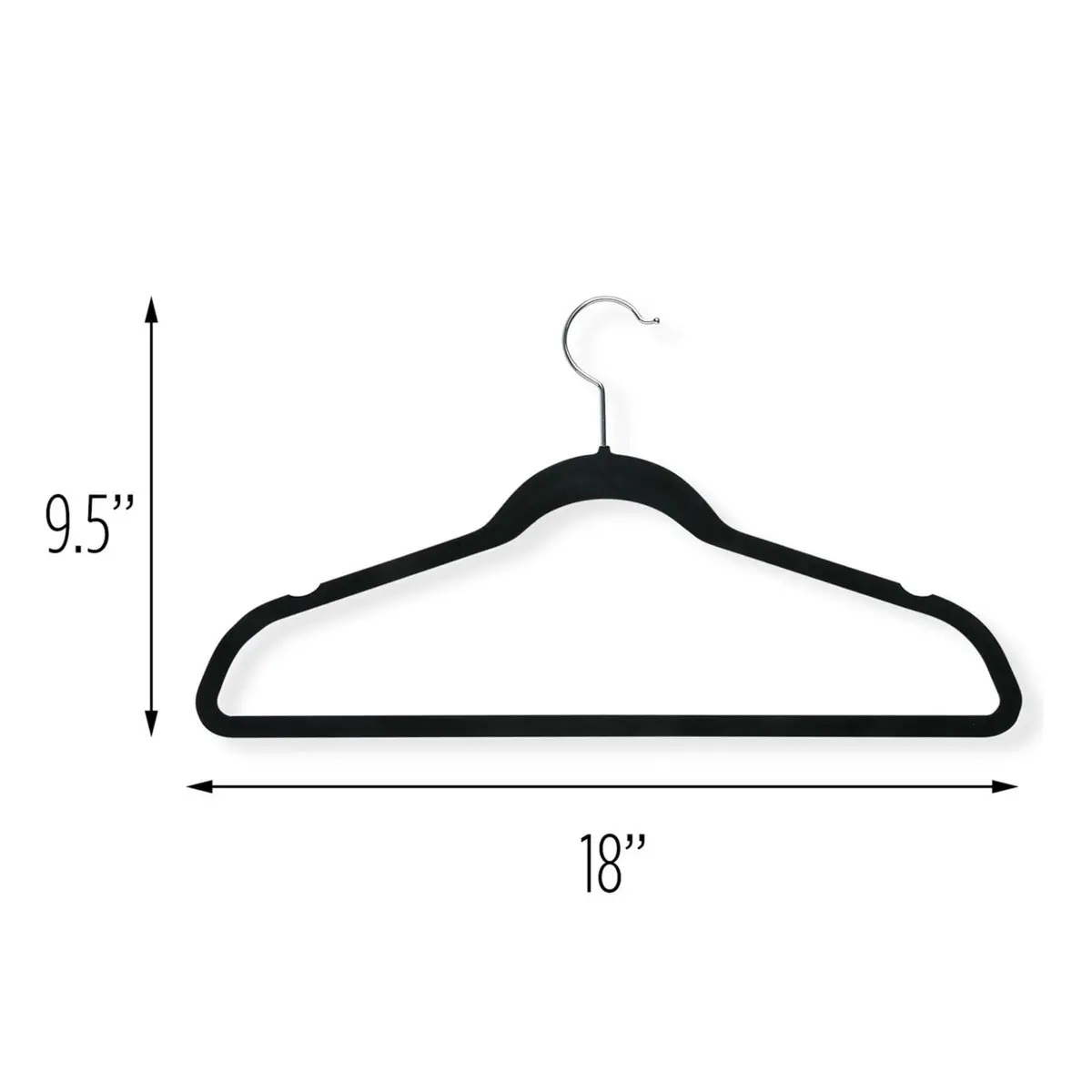 Honey-Can-Do Ultra-Thin Non-Slip Velvet-Touch Hangers, Black, 20-Pack | Space-Saving Suit Hangers - view 4