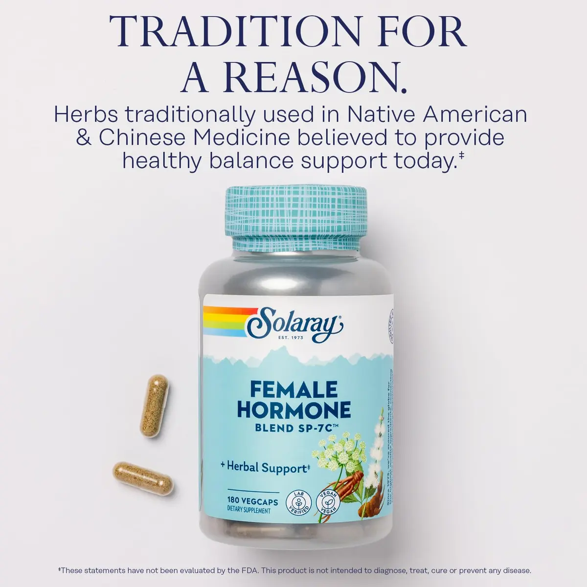 SOLARAY Female Hormone Blend SP-7C 180 VegCaps | Menopause Support & Herbal Balance - view 4
