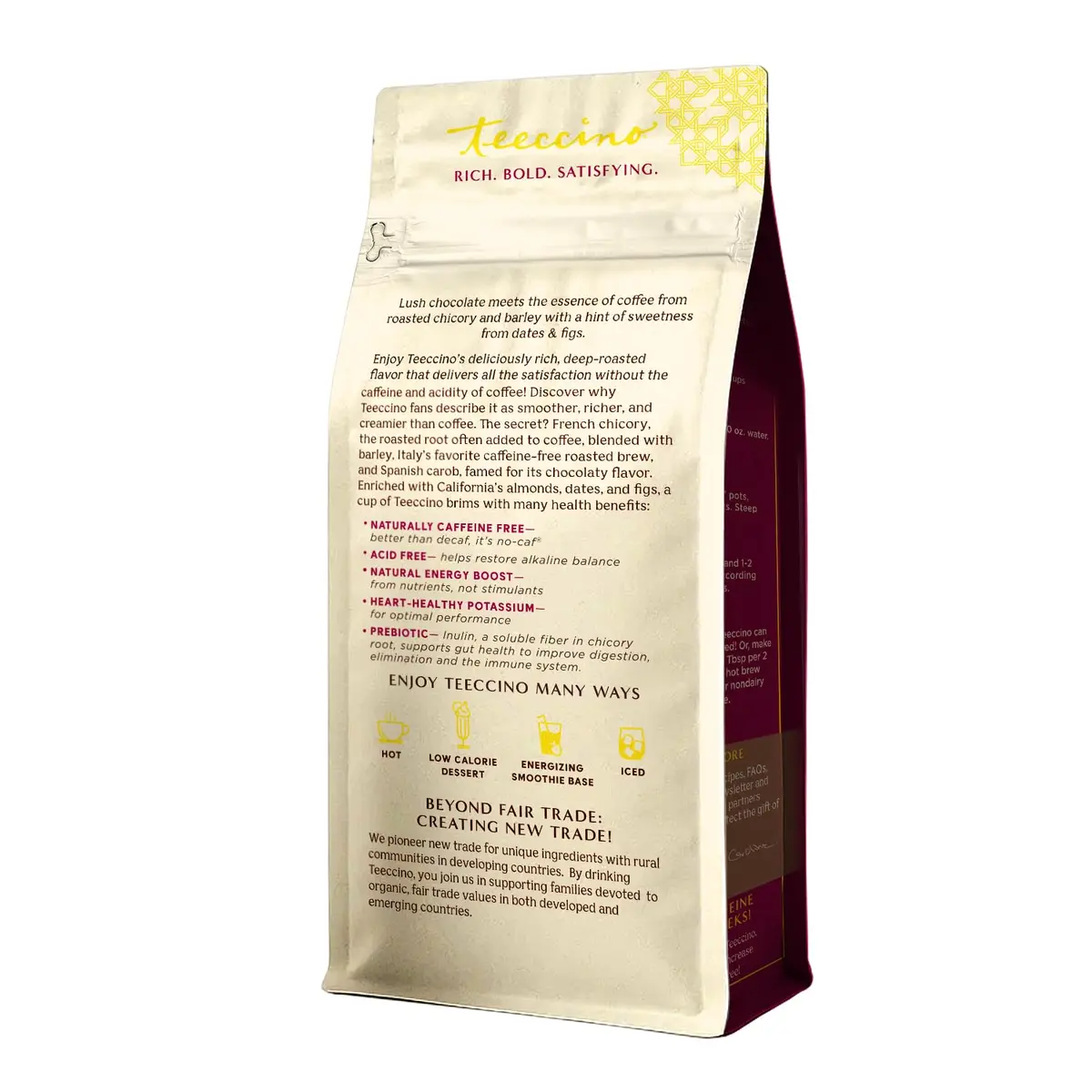 Teeccino Mocha Chicory Coffee Alternative - 11 Ounce - Ground Herbal Coffee That’s Prebiotic, Caffeine-Free & Acid Free, Medium Roast - view 8