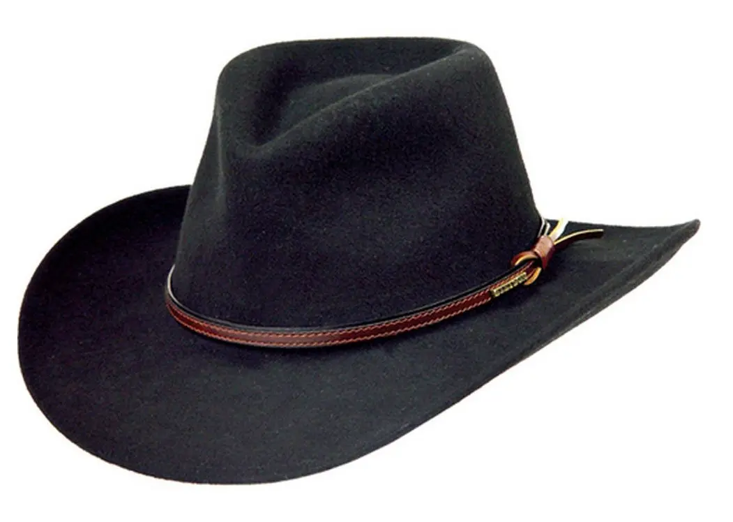 Stetson Bozeman Outdoor Hat, Black, Large | Water-Resistant Wool for Outdoor Adventures - main product image