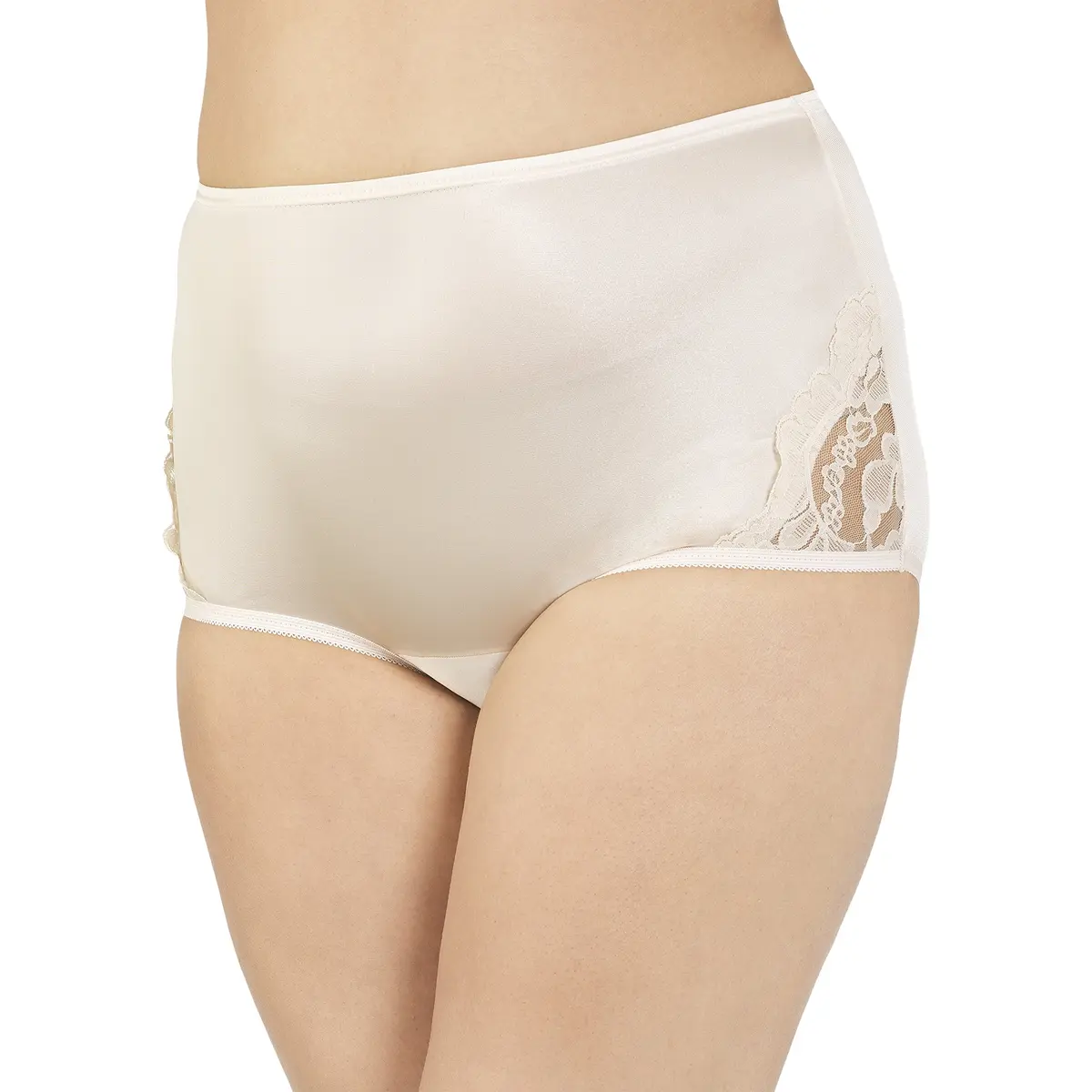 Vanity Fair Lace Nouveau Brief Panties, 3 Pack, Fawn, Size 7 | Elegant lace full coverage briefs for daily comfort - view 2