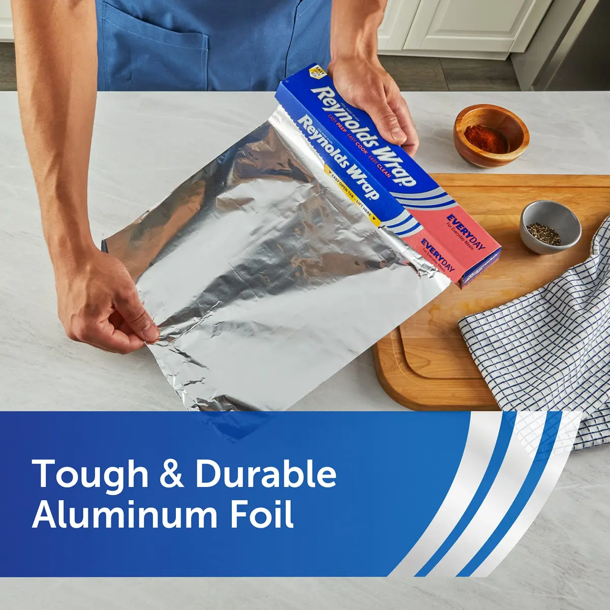 Reynolds Everyday Strength Aluminum Foil Roll, 12 Inch Wide, 30 Sq Ft (360 inches long) | Locks in Flavor for Cooking & Grilling - view 4