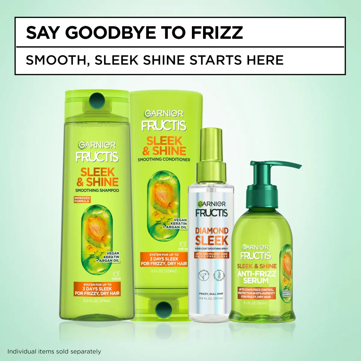 Garnier Fructis Sleek & Shine Conditioner 384ml (13 Fl Oz) | Fights Frizz in 97% Humidity - view 6