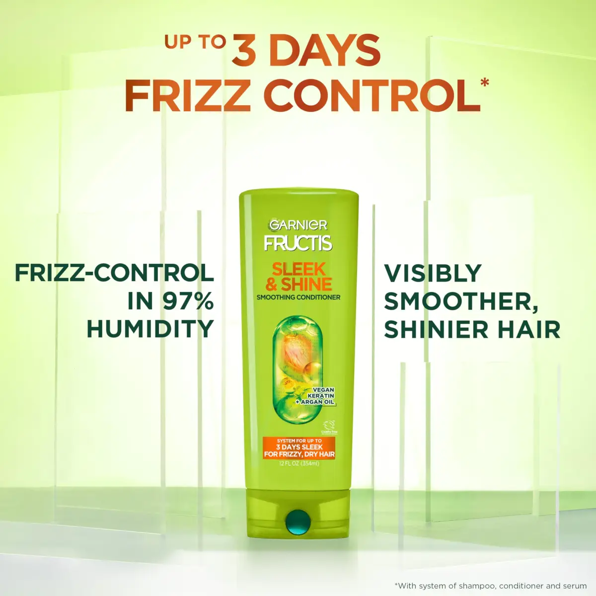 Garnier Fructis Sleek & Shine Conditioner 384ml (13 Fl Oz) | Fights Frizz in 97% Humidity - view 3