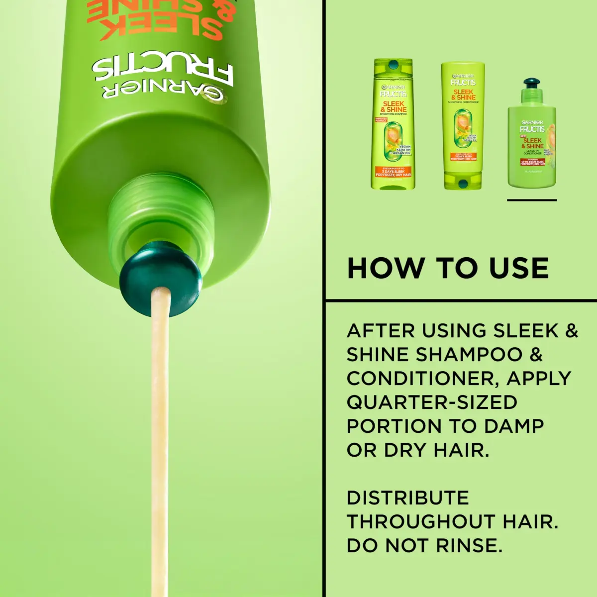 Garnier Fructis Sleek & Shine Leave-In Conditioner Cream 299ml (10.2 Fl Oz) | Controls Frizz for Dry Hair - view 4