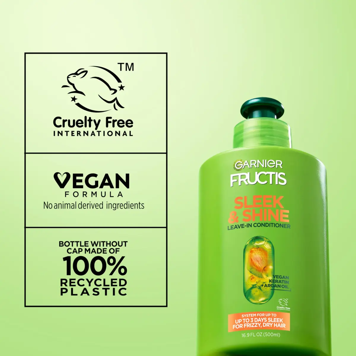 Garnier Fructis Sleek & Shine Leave-In Conditioner Cream 299ml (10.2 Fl Oz) | Controls Frizz for Dry Hair - view 7