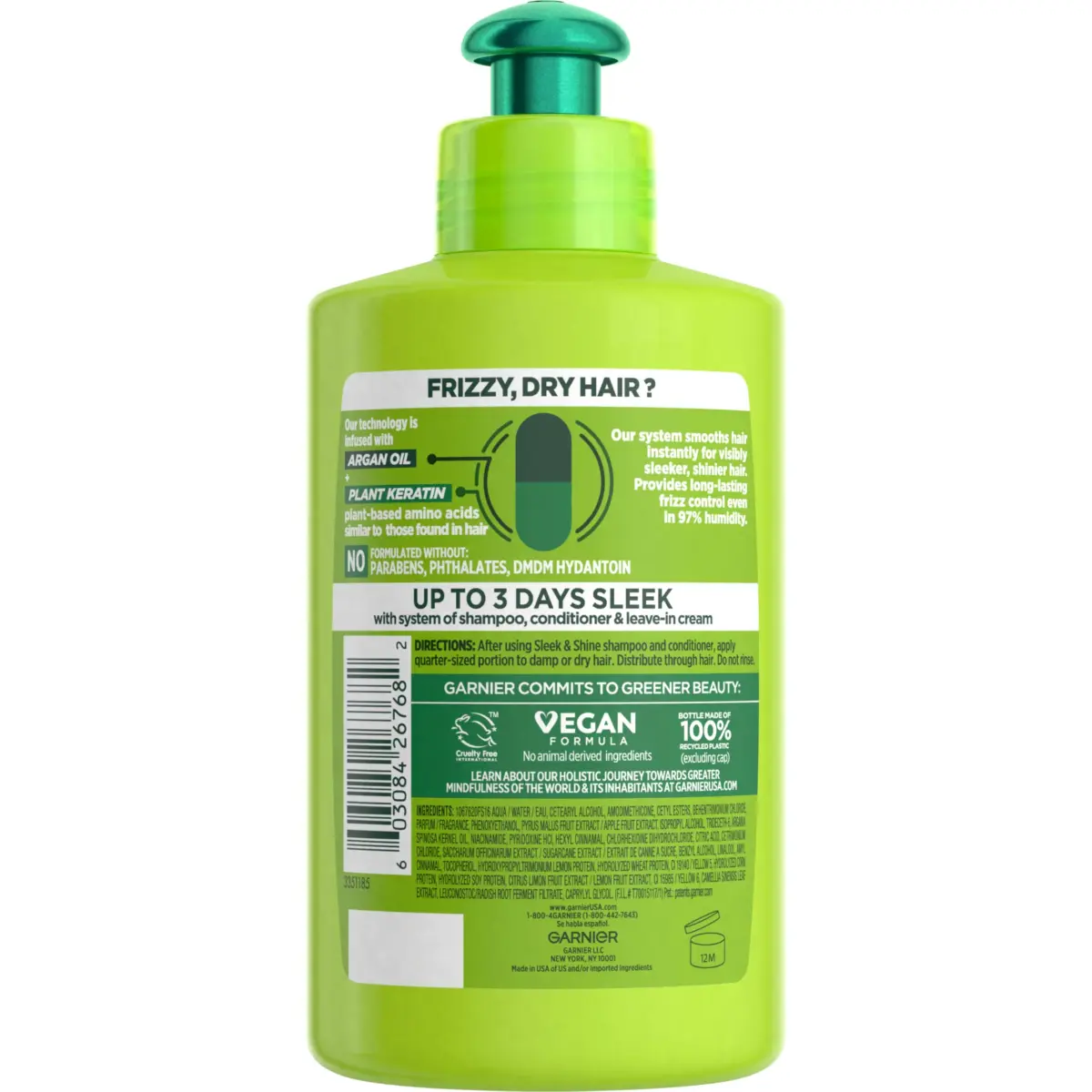 Garnier Fructis Sleek & Shine Leave-In Conditioner Cream 299ml (10.2 Fl Oz) | Controls Frizz for Dry Hair - view 9