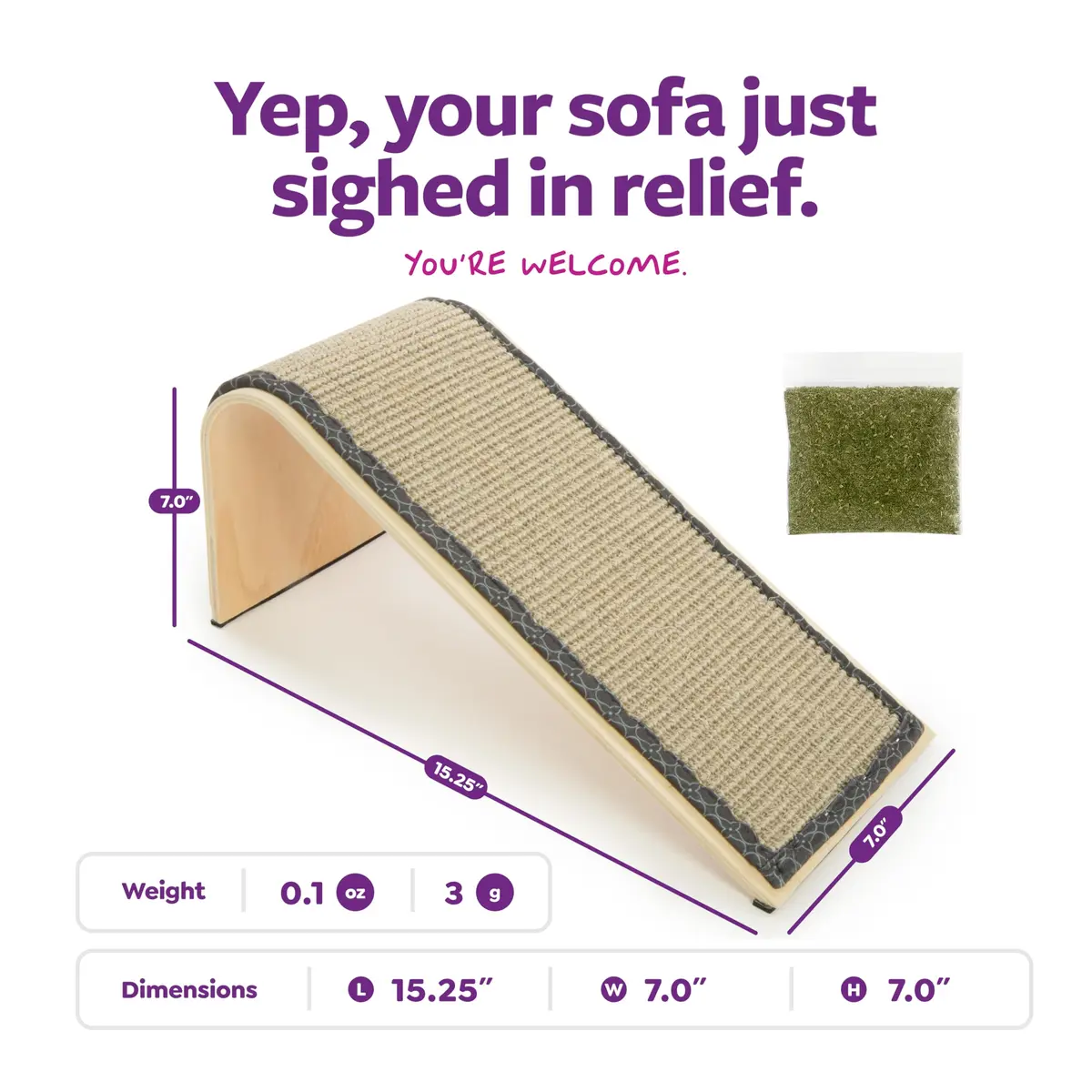 SmartyKat Sisal Angle Ramp Cat Scratcher | Natural Woven Sisal & Wooden Structure, Organic Catnip - view 3
