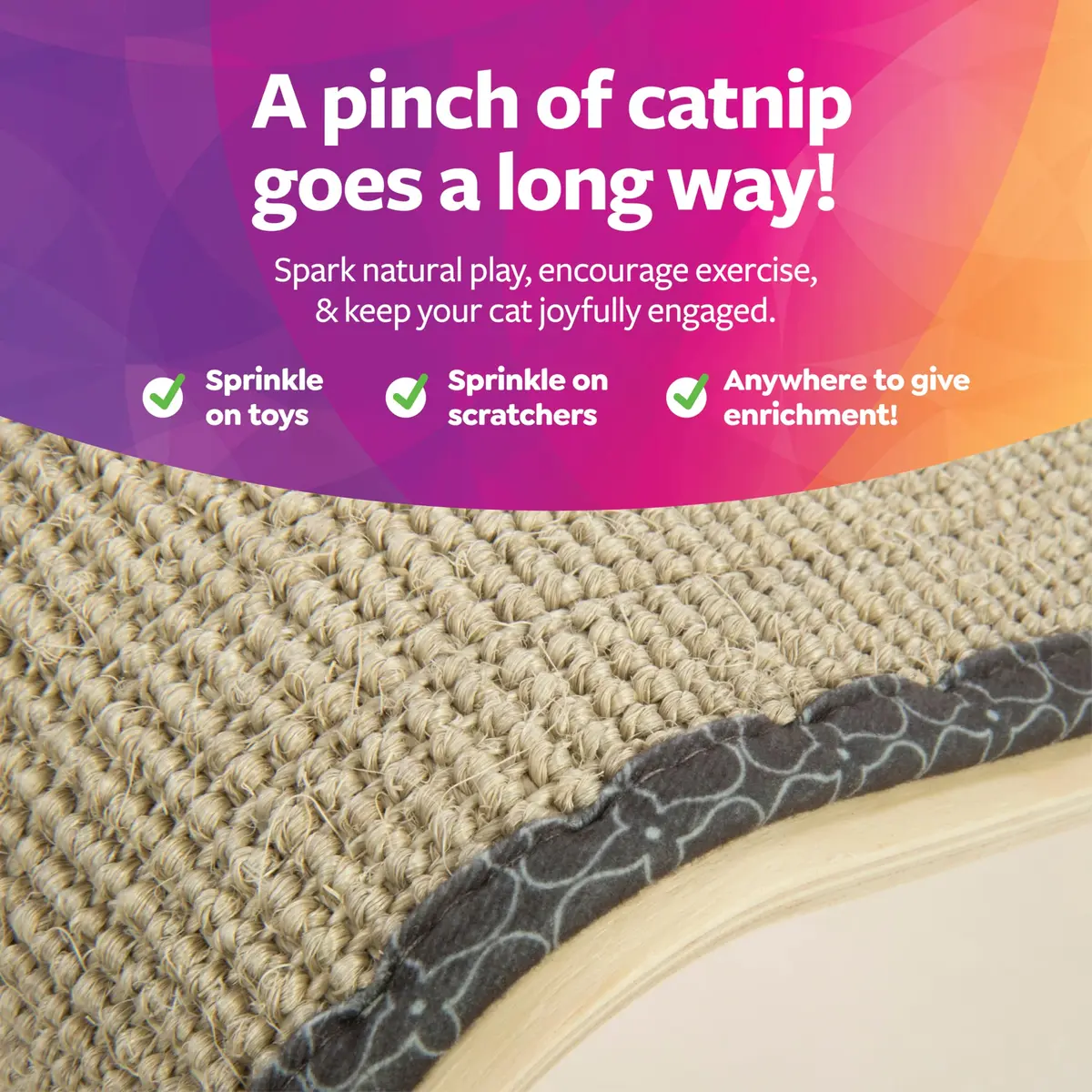 SmartyKat Sisal Angle Ramp Cat Scratcher | Natural Woven Sisal & Wooden Structure, Organic Catnip - view 4
