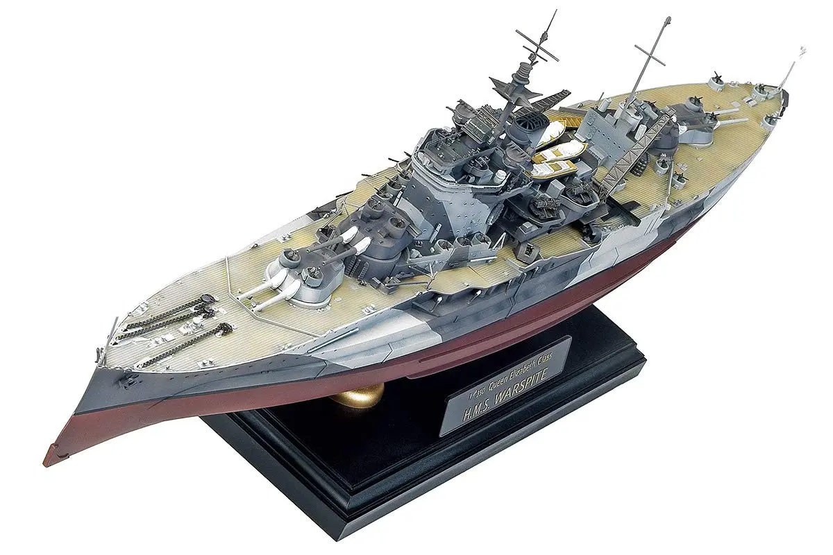 Academy Queen Elizabeth Class H.M.S. Warspite Boat Model Building Kit | 1/350 Scale, WWII Version, Waterline Display - main product image
