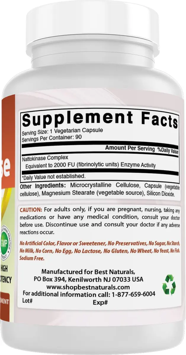 Best Naturals Nattokinase 2000 FU 100 Mg | Circulatory Support Vegetarian Capsules - view 6