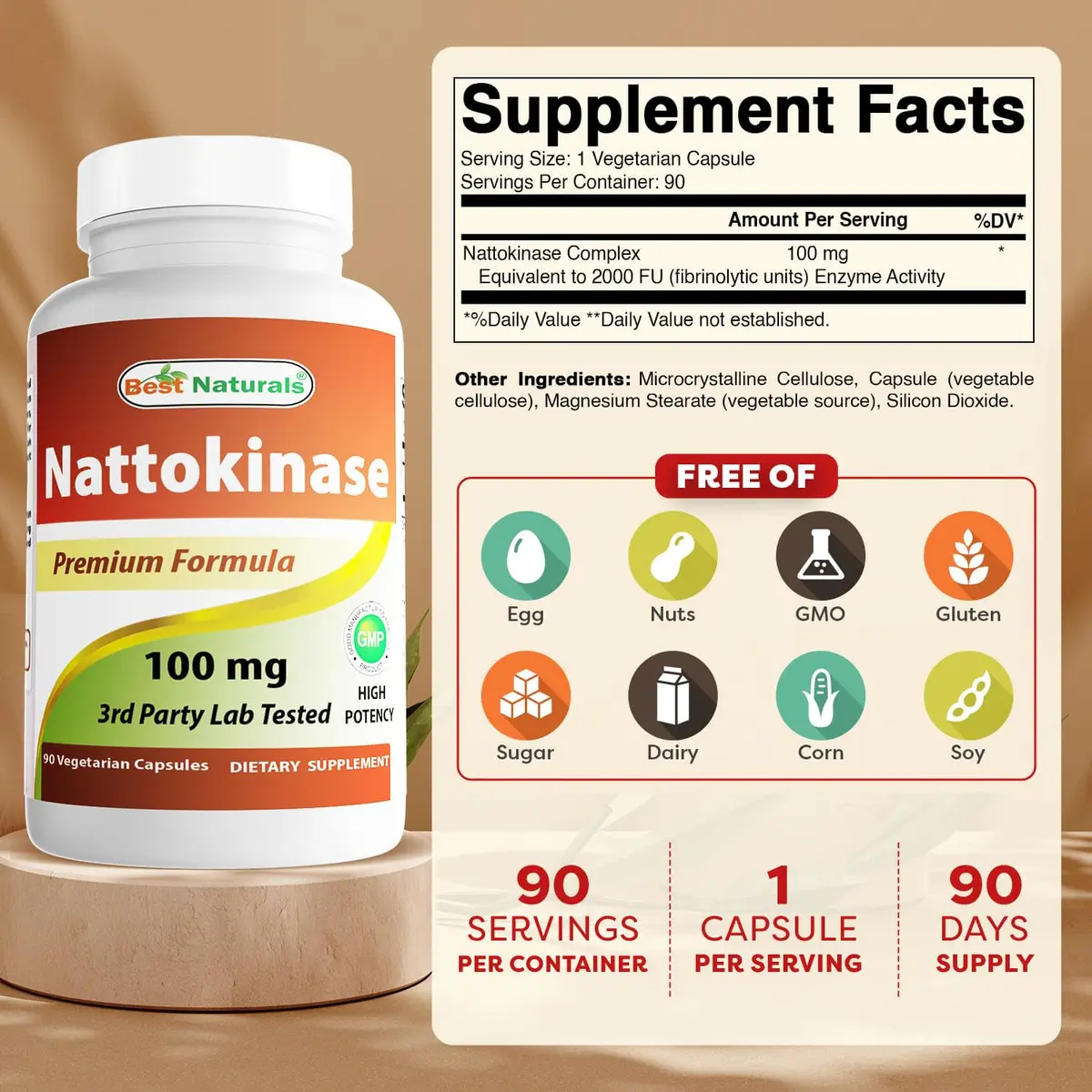 Best Naturals Nattokinase 2000 FU 100 Mg | Circulatory Support Vegetarian Capsules - view 2