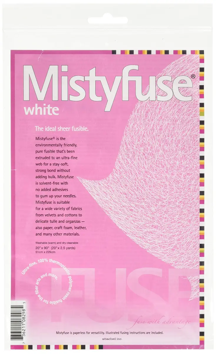 Attached Sheer Fusible Interfacing 20" x 90" | Ultra-strong, stays soft, suitable for most fabrics, White - main product image