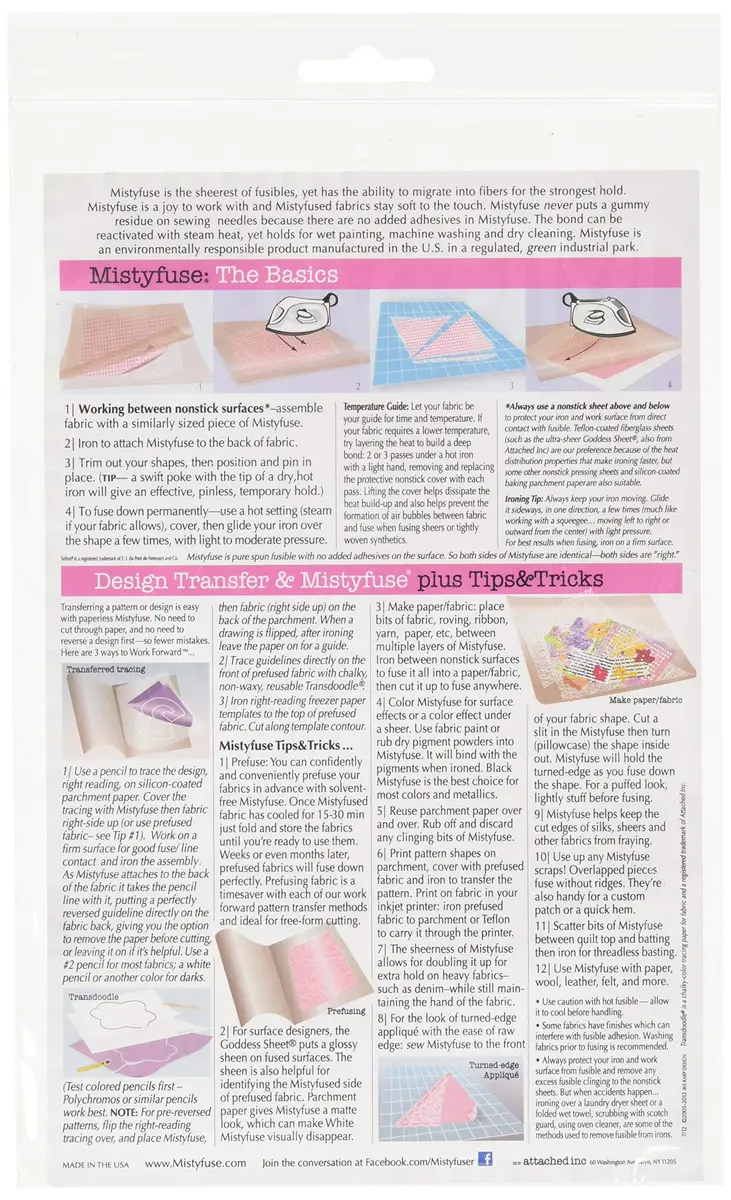 Attached Sheer Fusible Interfacing 20" x 90" | Ultra-strong, stays soft, suitable for most fabrics, White - view 2