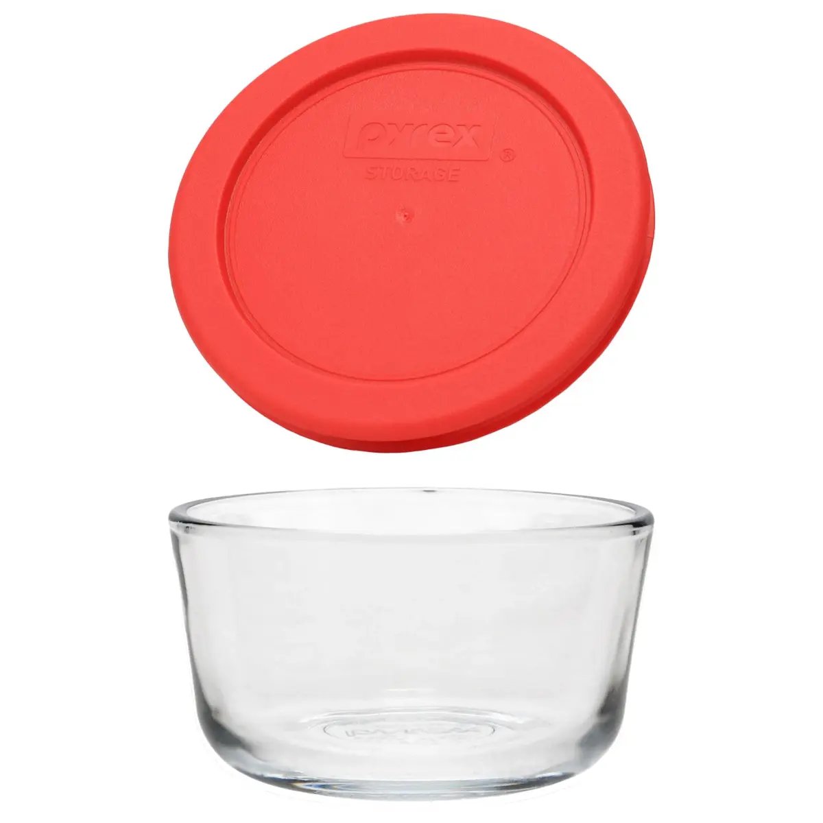 Pyrex Simply Store 1 Cup Round Glass Food Storage Container with Red Lid | 237ml (8 fl oz) - main product image