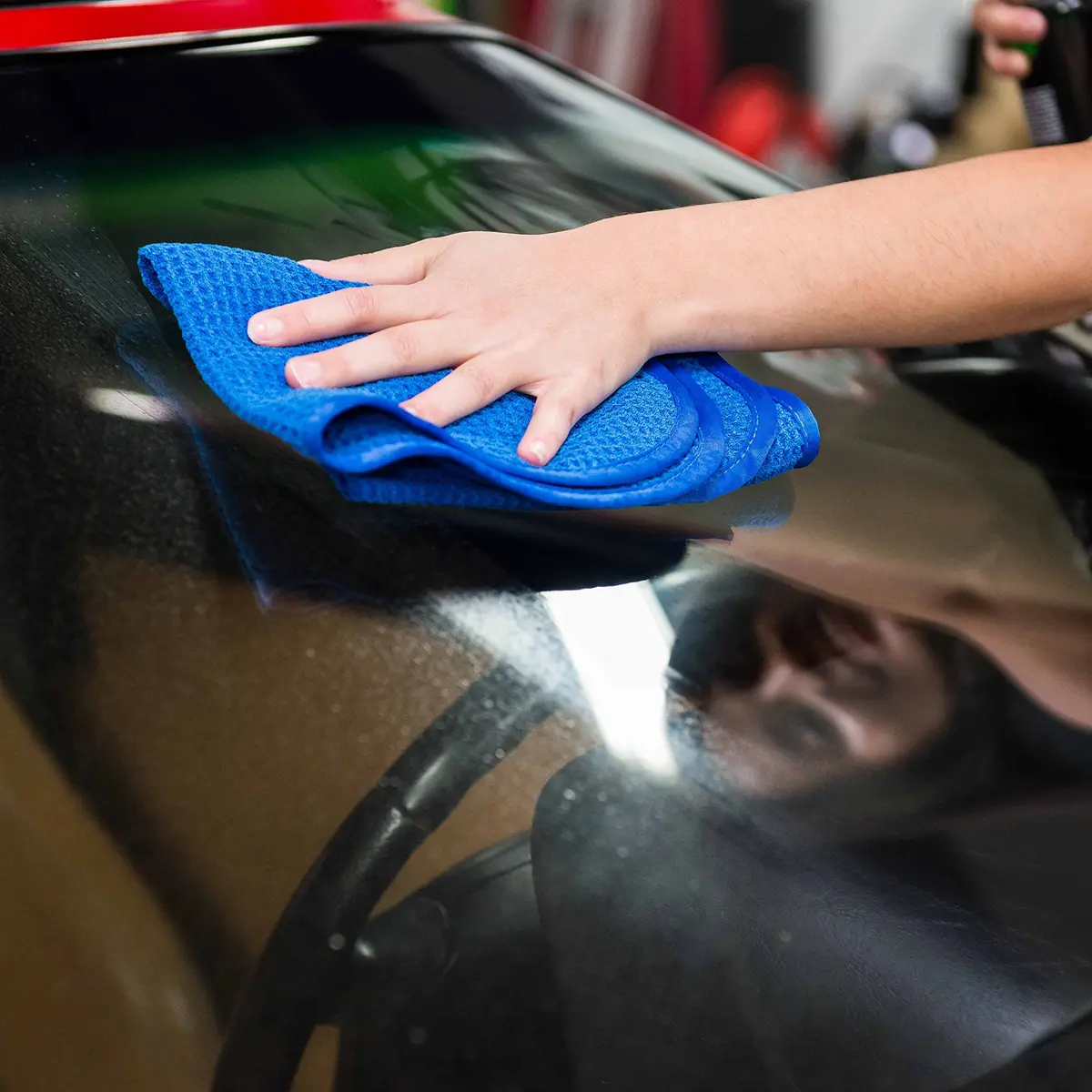 Chemical Guys Waffle Weave Glass & Window Microfiber Towel Blue 24 x 16 Inch | Scratch-Free, Lint-Free Cleaning - view 5