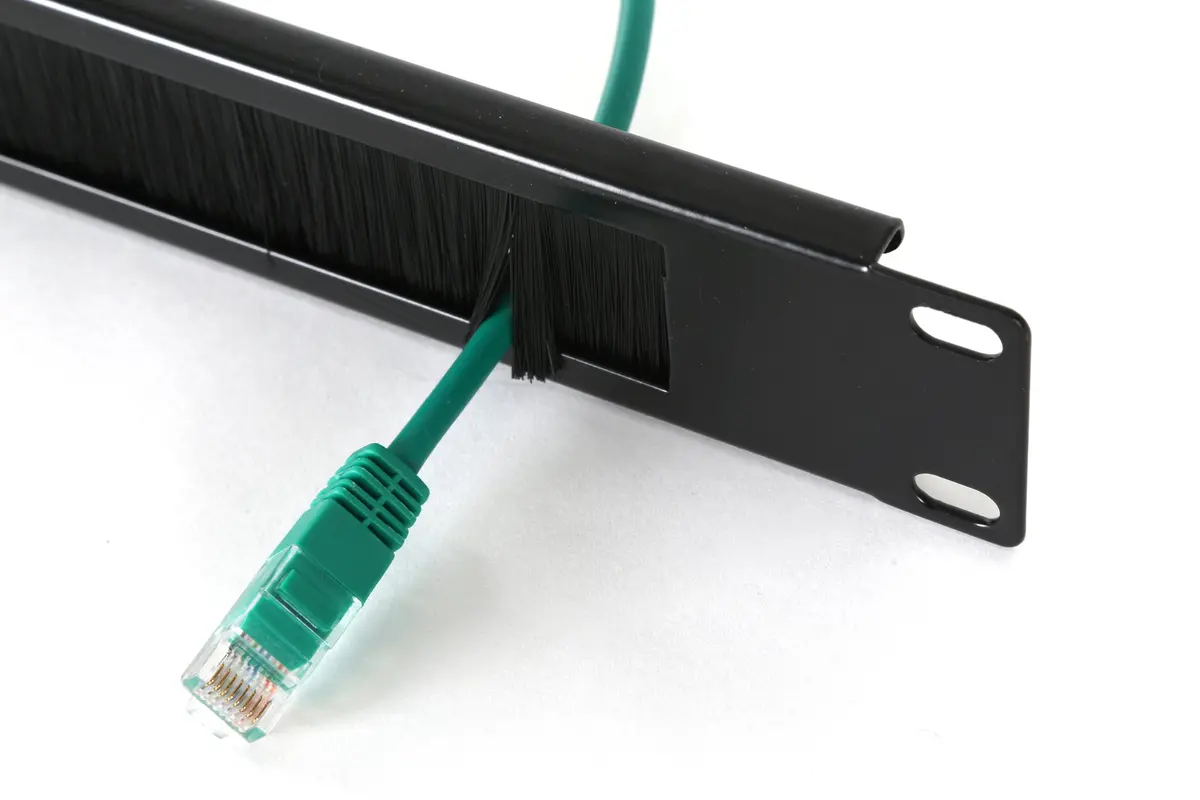 Penn Elcom R1268/1UK-PBS 1U Rack Panel with Brushed Opening for Cable | Durable Steel, USA Made - main product image
