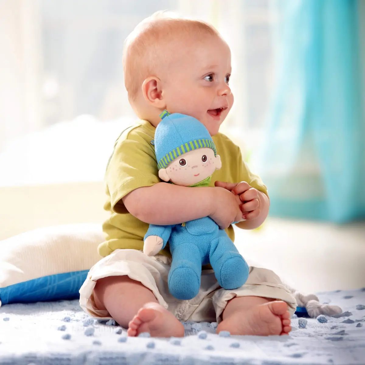 HABA Snug-Up Soft Plush Luis Baby Doll 8" | Perfect Newborn & Toddler Toy, Machine Washable, Ideal Boy Doll - view 4