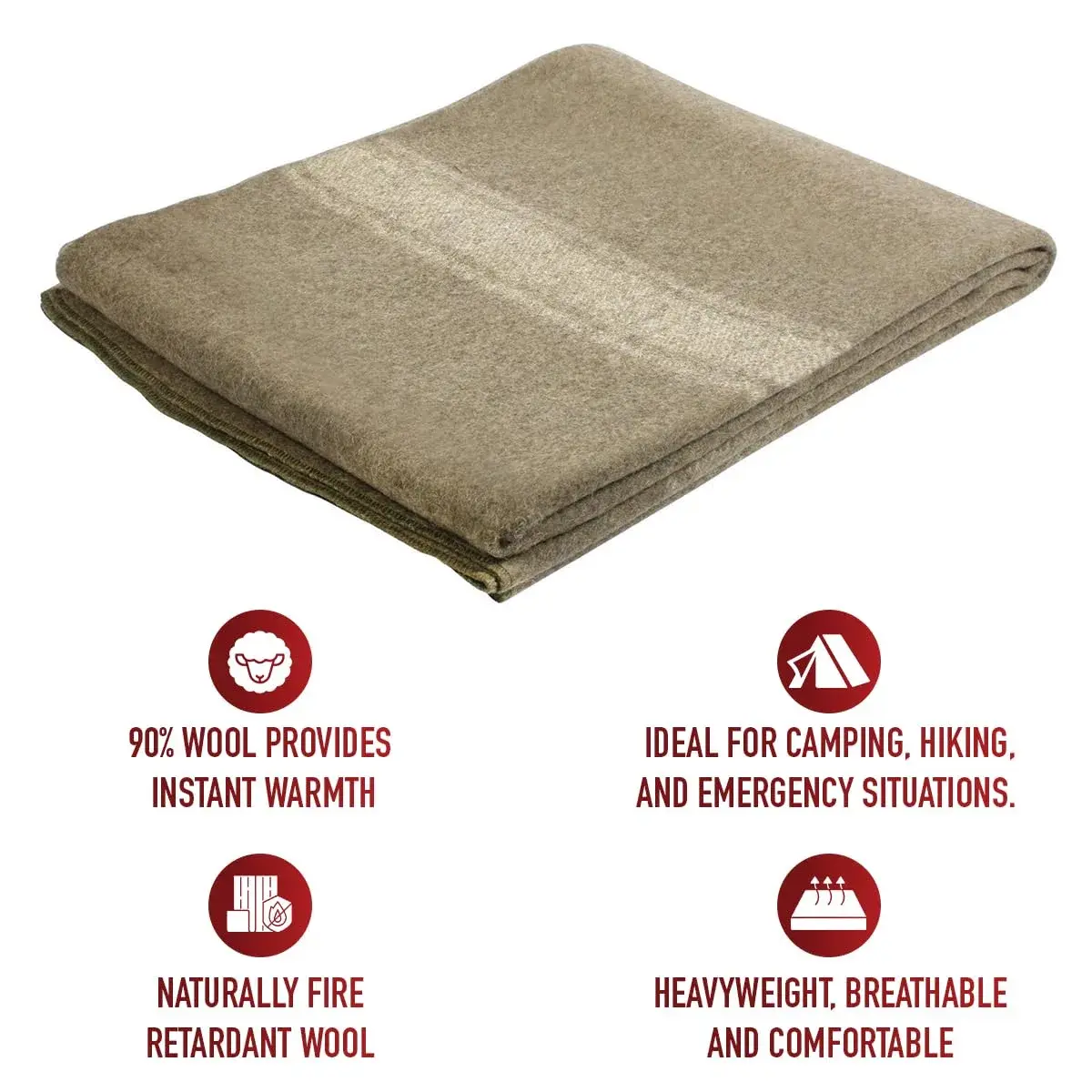 Rothco European Surplus Style Wool Blanket 157cm x 203cm (62" x 80") | Heavyweight Warmth for All Seasons - view 5
