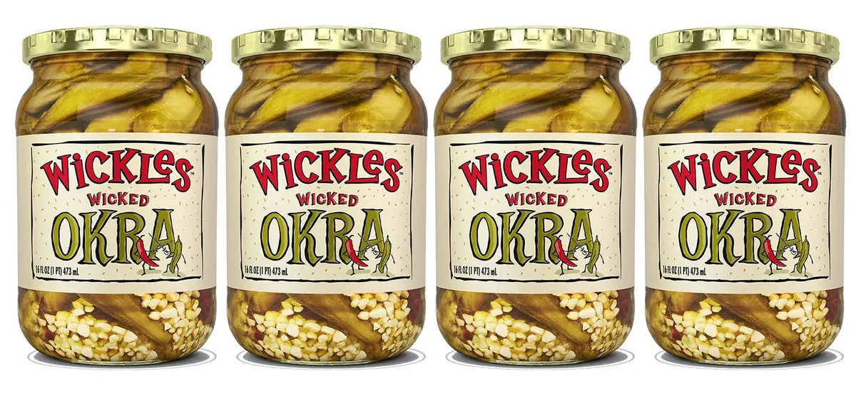 Wickles Wicked Okra 16 OZ | Spicy, Sweet & Vegan Pickle Relish, 4 Pack - main product image