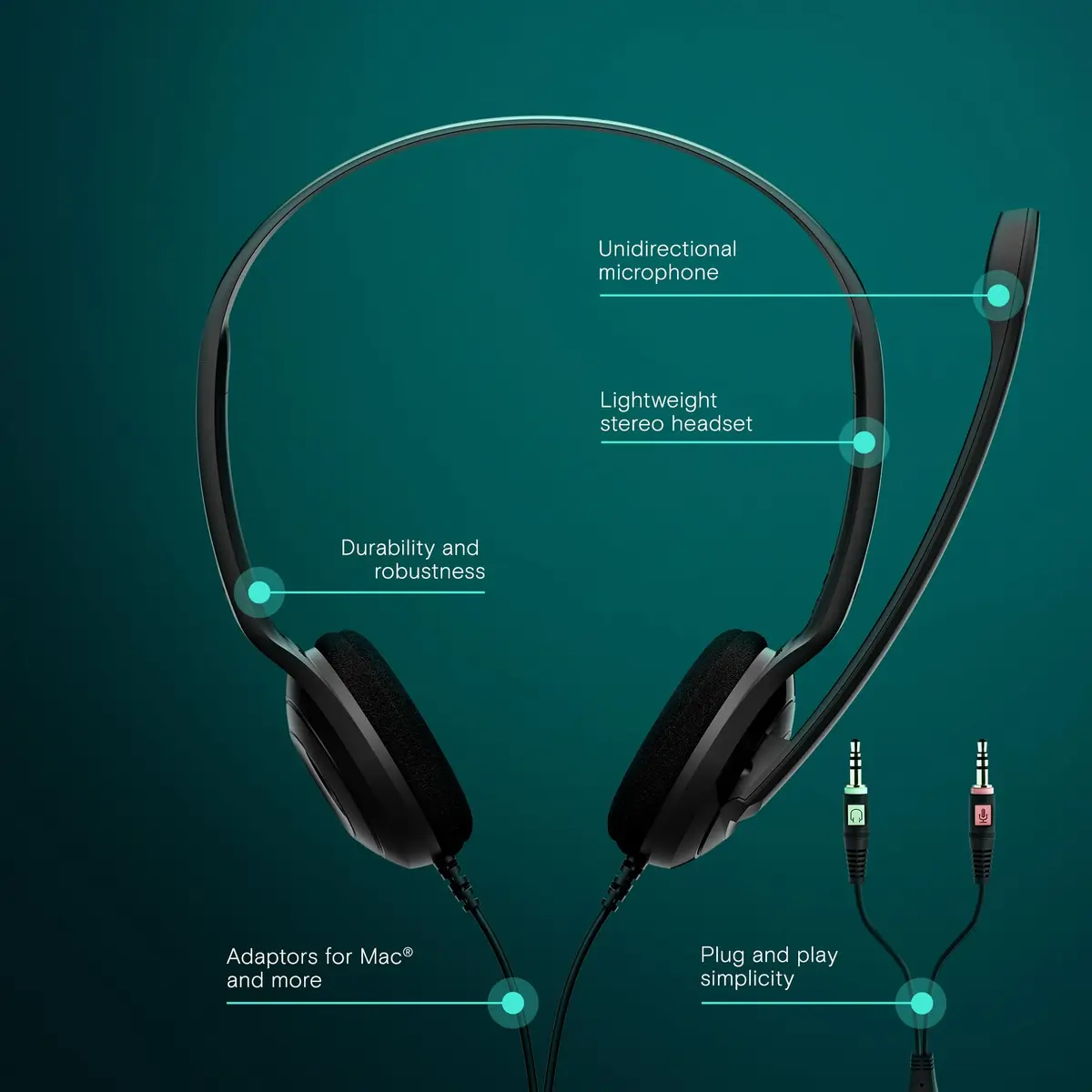 EPOS PC 3 Headset Wired On-Ear Noise Cancelling Microphone Lightweight Stereo - view 2