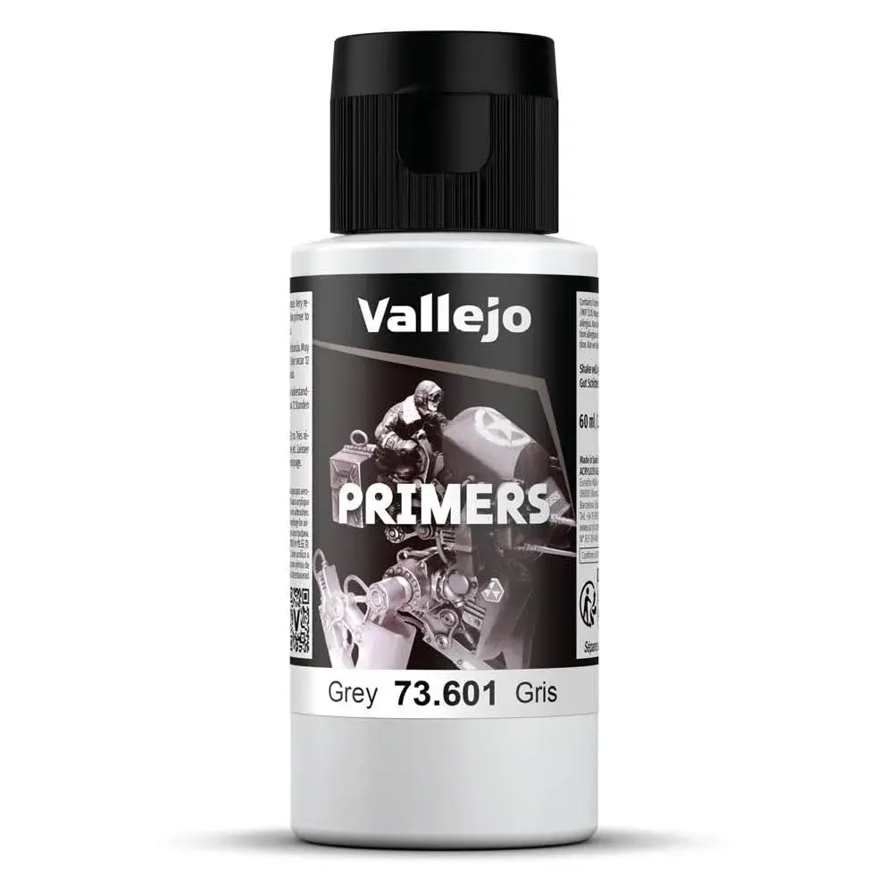 Vallejo Grey Acrylic Surface Primer 60 ml (2.02 fl.oz.) | Fast Drying Matte Finish for Models - main product image