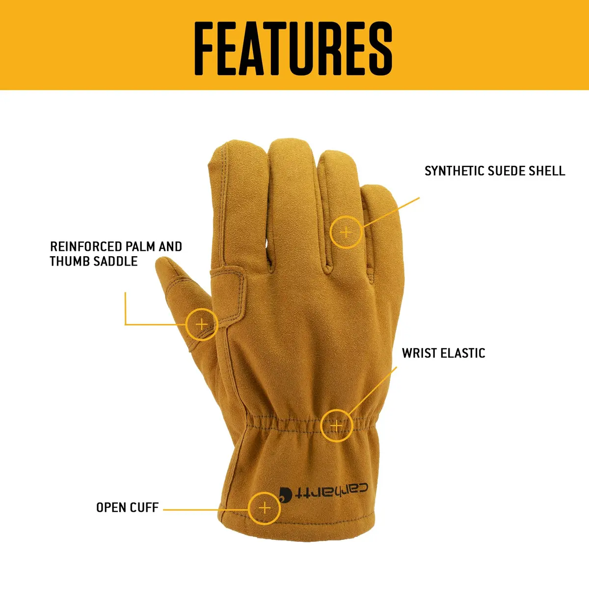 Carhartt Men's Synthetic Suede Open Cuff Glove | Durable, Reusable Work Glove for Indian Professionals - view 2