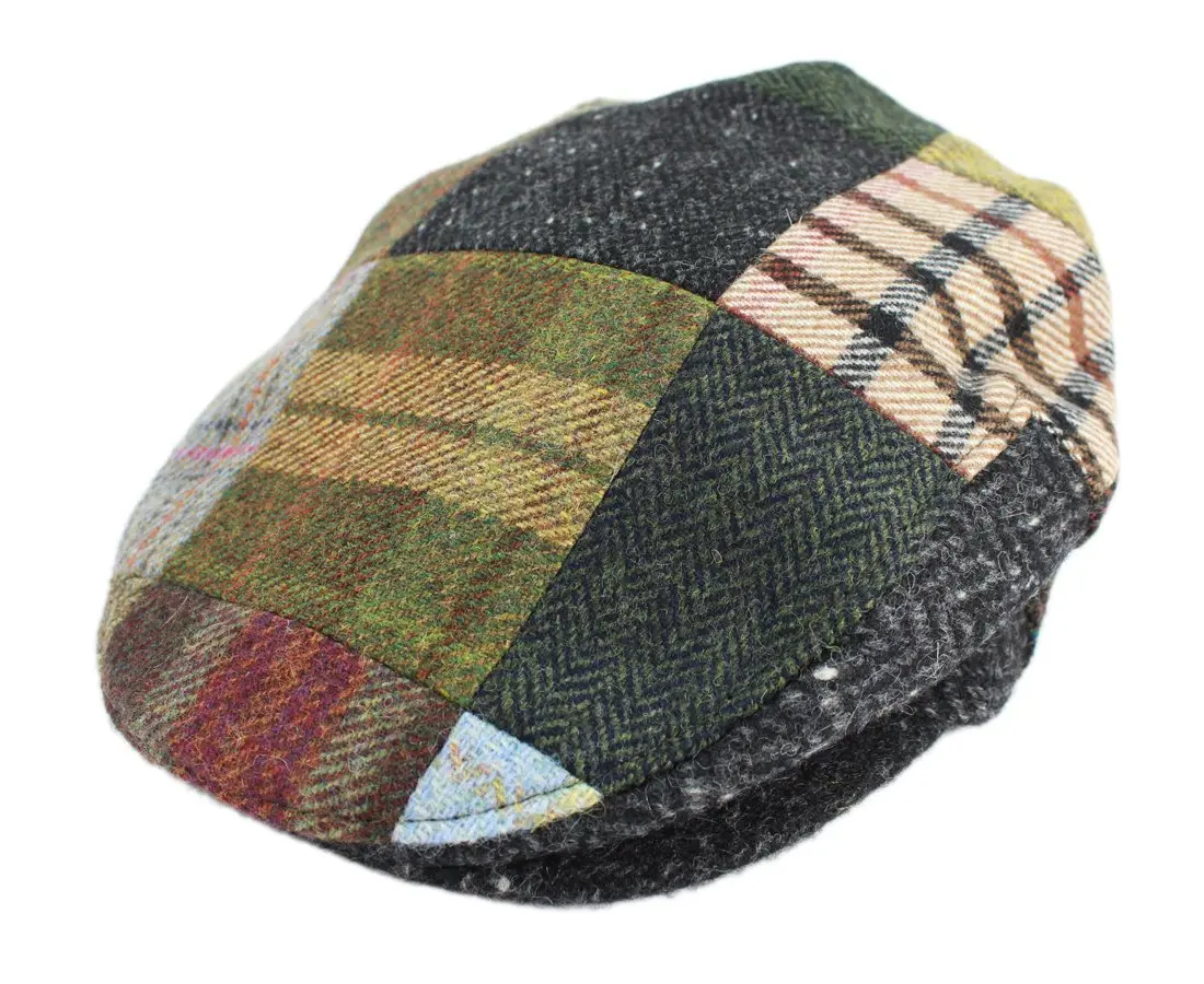Biddy Murphy Newsboy Flat Cap, 100% Irish Wool, Patchwork, Multicolor, XL | Unique Irish Tweed Style - view 7