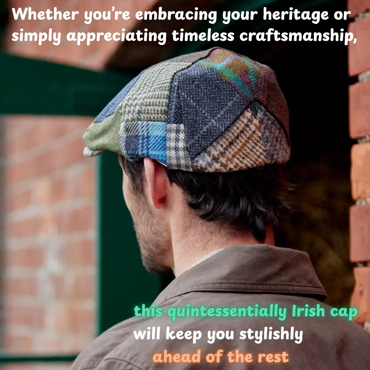 Biddy Murphy Newsboy Flat Cap, 100% Irish Wool, Patchwork, Multicolor, XL | Unique Irish Tweed Style - view 2