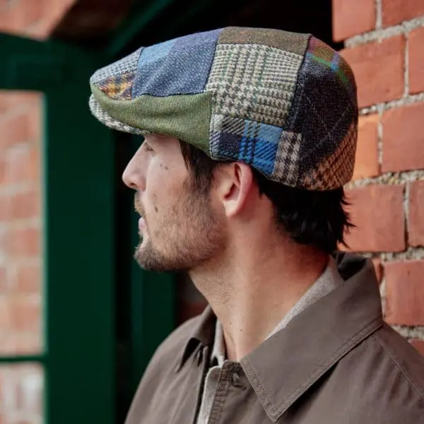 Biddy Murphy Newsboy Flat Cap, 100% Irish Wool, Patchwork, Multicolor, XL | Unique Irish Tweed Style - view 3
