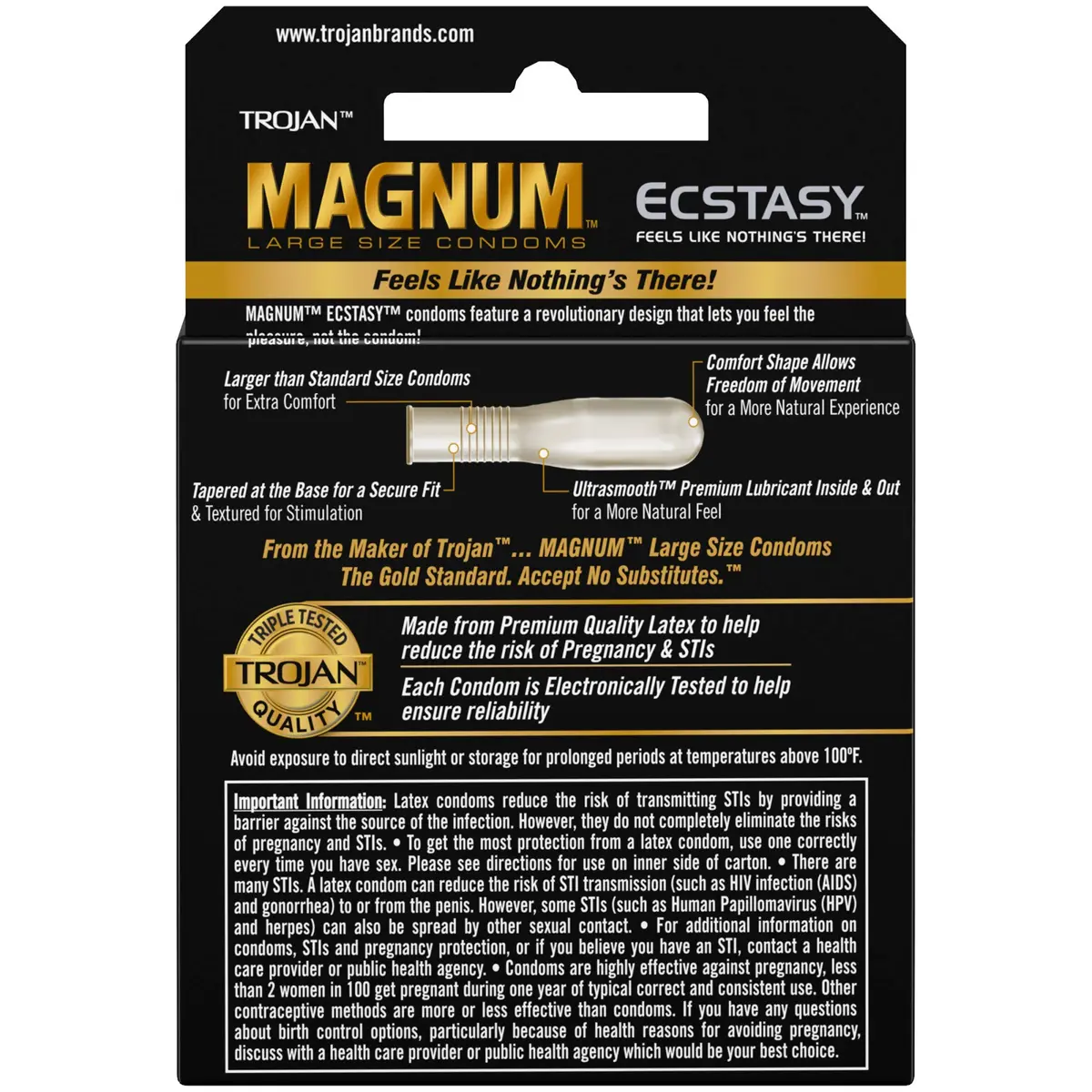 Trojan Magnum Ecstasy Large Size Condom 3 Count | Extra Large, Lubricated, USA Import - view 2