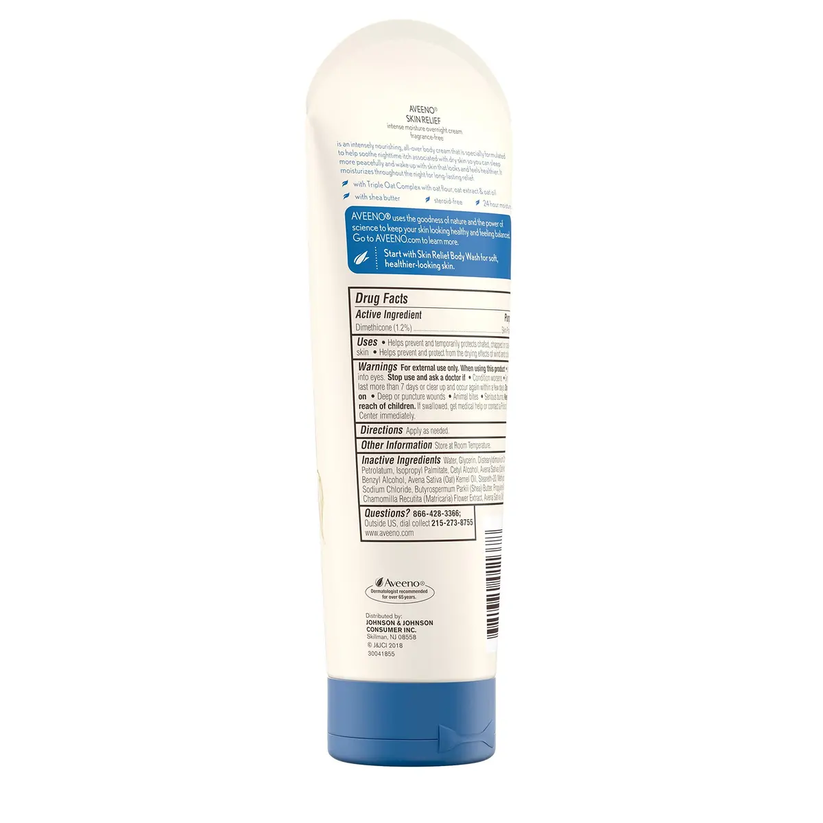 Aveeno Skin Relief Overnight Intense Moisture Cream 207ml (7.3 oz) | Therapeutic Dimethicone Skin Protectant for Dry Itchy Skin Relief - view 6