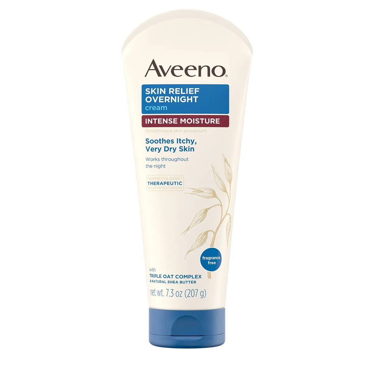 Aveeno Skin Relief Overnight Intense Moisture Cream 207ml (7.3 oz) | Therapeutic Dimethicone Skin Protectant for Dry Itchy Skin Relief - main product image