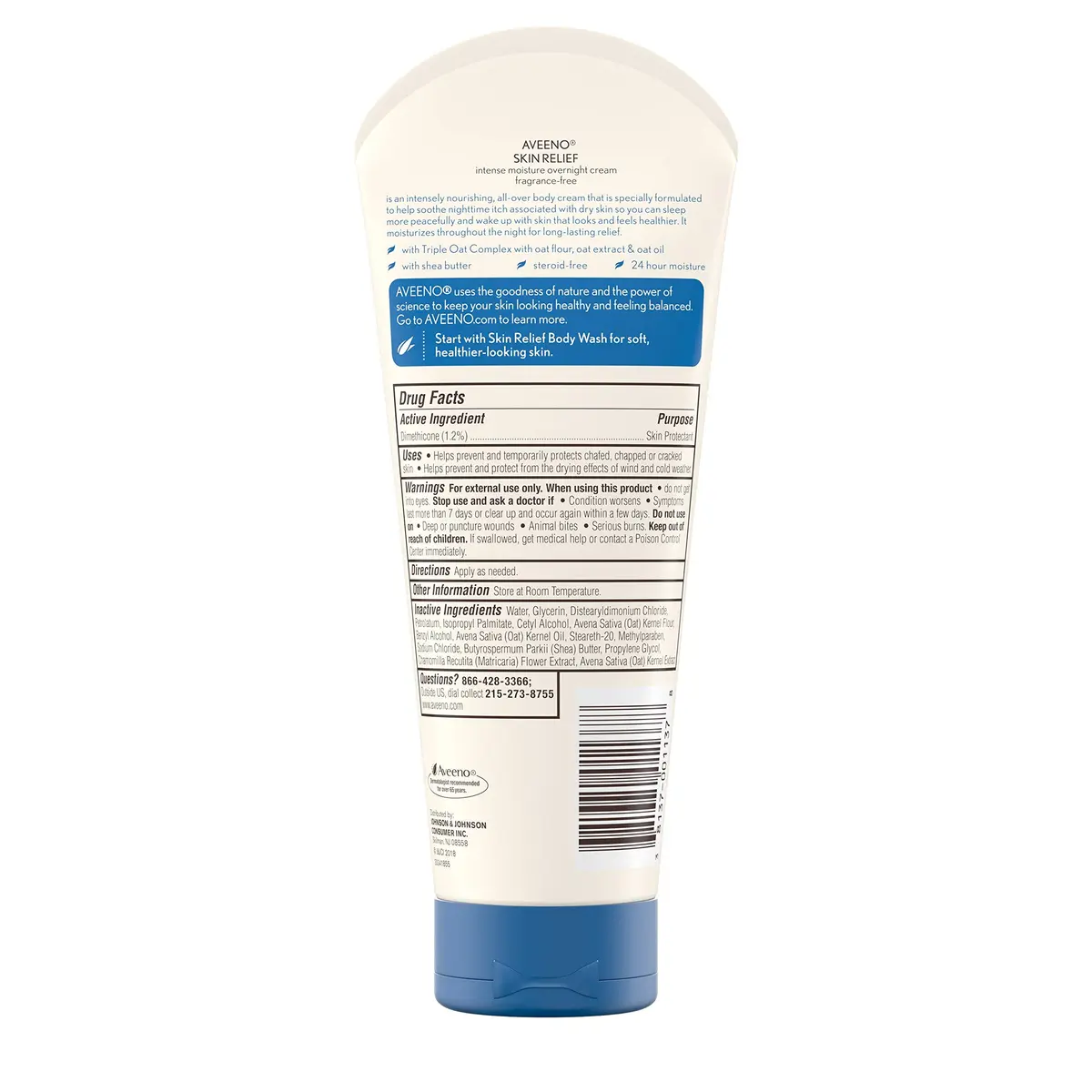 Aveeno Skin Relief Overnight Intense Moisture Cream 207ml (7.3 oz) | Therapeutic Dimethicone Skin Protectant for Dry Itchy Skin Relief - view 2
