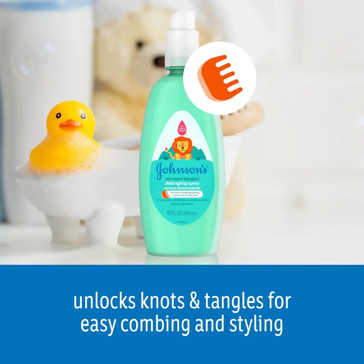 Johnson's No More Tangles Detangling Spray for Kids 296ml (10 fl. oz) | Hypoallergenic & Paraben-Free Formula - view 5