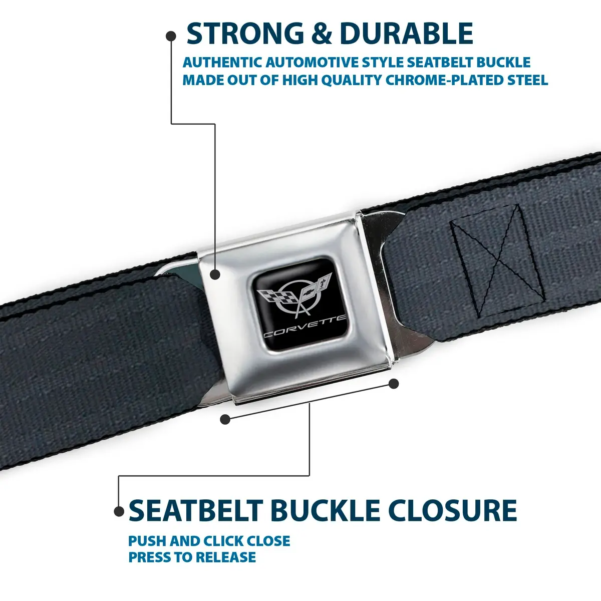 Buckle-Down Men's Seatbelt Buckle Belt, 1.5 Inch Wide, Black Regular | Fashion & Function - view 6